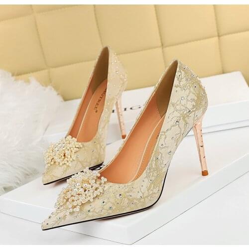 BIGTREE Shoes Rhinestone Women Pumps Sexy Party Shoes High Heels Wedding Shoes Plus Size 43 Female Stiletto Silk Women Shoes