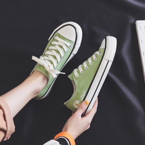 2020 new female spring autumn fashion vulcanized shoes non-slip lace canvas flowers decoration youth campus womens shoes U26-03