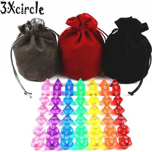 Bright Rainbow Colors!Whole Sale Translucent 49 Pcs/bag Digital Polyhedral Dice,Set of D4 D6 D8 D10%D12 D20 for Board Game