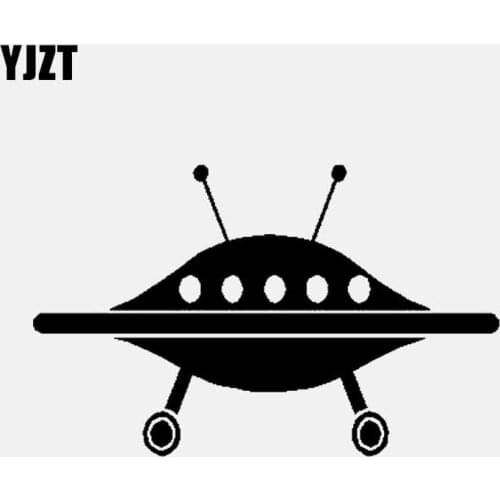 YJZT 12.7CM*8CM UFO Spaceship Cute Vinyl Decal Car Sticker Black/Silver C3-0549