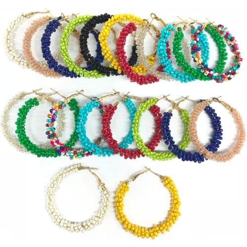 Women fashion Earrings 2019 vintage Bohemia earring Brand Jewelry Geometric Alloy Plating Simple hoop Earrings for women