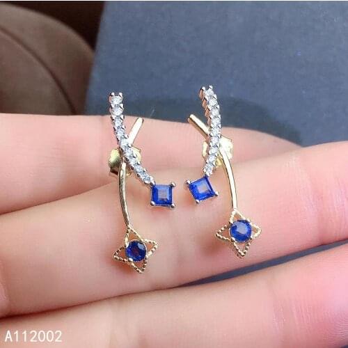 KJJEAXCMY fine jewelry natural sapphire 925 sterling silver women earrings new Ear Studs support test elegant