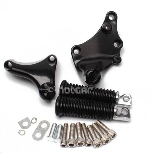 1set Rear Passenger Foot Peg Seat Mount Bracket Motorcycle Foot Rests With Mounting For Harley Sportster XL883 1200 14-up Black
