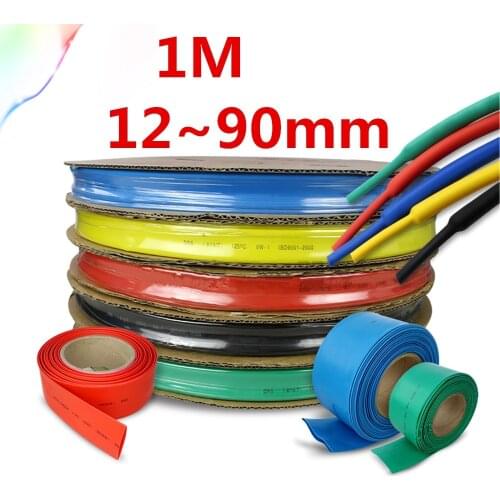 1 Meter/lot 2:1 colours 12~90mm Diameter Heat Shrink Heatshrink Tubing Tube Sleeving Wrap Wire DIY Connector Repair