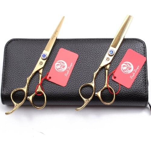 1Pair Left Hand 5.5" Purple Dragon 440C Hairdressing Scissors Cutting Shears Thinning Scissors Professional Hair Scissors Z8002