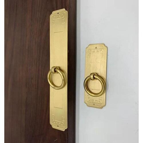1pcs Chinese Style Furniture Antique Back Pattern Pure Copper Handle Cabinet Door Cupboard Door Wardrobe Retro Pull Ring