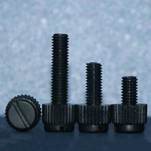 20pcs M5 M6 M8 PA66 Black hand screw nylon black slotted knurled plastic screws 8mm-35mm length