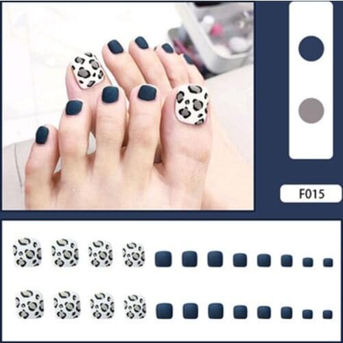 Hot 24pcs Wear Short Paragraph Fashion Manicure Patch False ToeNails Save Time Wearable ToeNail Patch