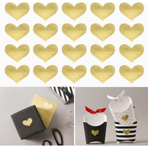 240Pcs/10 Sheets Golden Heart Handmade Cake Candy Packaging Sealing Label Sticker Baking DIY Gift Party Stickers Seal
