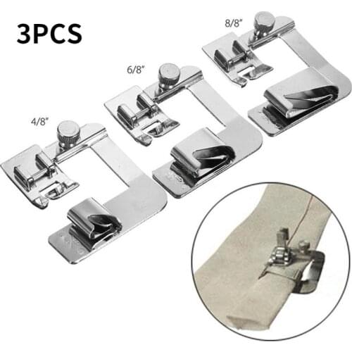 3PCS Brother Singer Sewing Accessories Rolled Hem Feet Domestic Sewing Machine Foot Presser Foot