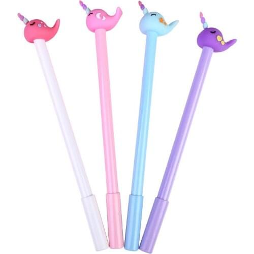 4pcs creative cartoon neutral pen lovely whale shape new student black water pen school office stationery