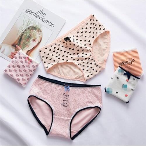 4Pcs/lot Panties Women Underwear Briefs Breathable Underpants Girls Soft Panty waist size girls briefs T18-4