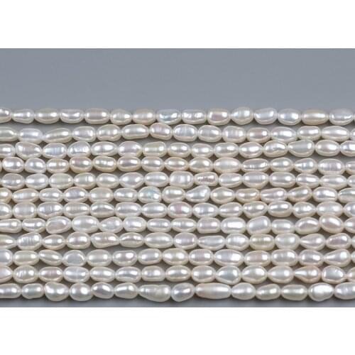 5-6mm White Baroque Shape Pearl Natural Freshwater Irregular Pearl String