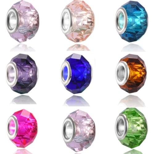 Hot Sale Blue Round Murano Glass Beads Fit Original Pandora Silve Charm Bracelet Pendant DIY Jewelry Making