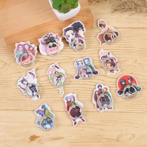 360 Degree Anime Demon Slayer Acrylic Cartoon Phone Buckle Phone Holder Mount Grip Stand Socket Finger Ring For SmartPhone