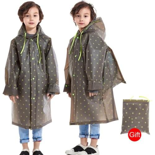 Children Kids Raincoat Impermeable Poncho Portable Outdoor Travel Rainwear Waterproof EVA Hooded Schoolbag Cover Rainwear