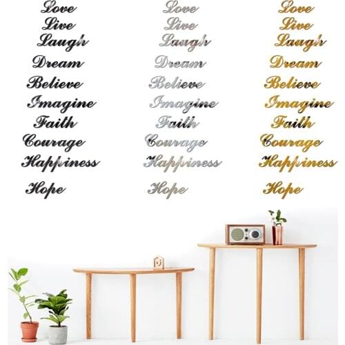 DIY NewStyle Mirror Effect Quote Word Art Stair Decals Wall Sticker Acrylic Home Decor New