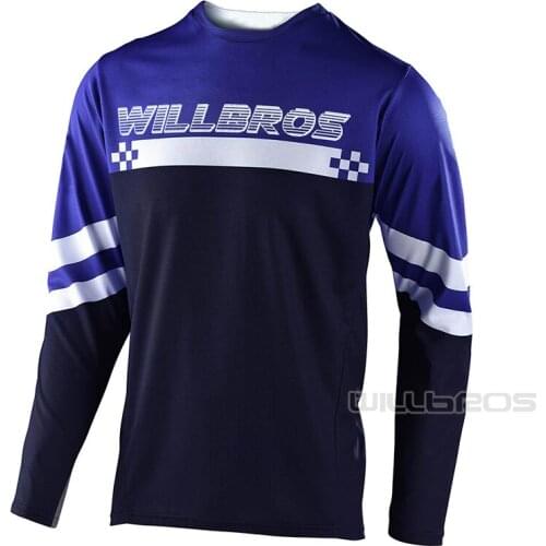 Willbros Sprint Jersey Mountain Bicycle Offroad Mens Blue Black White T-shirt Motorcycle Motocross Long Sleeve