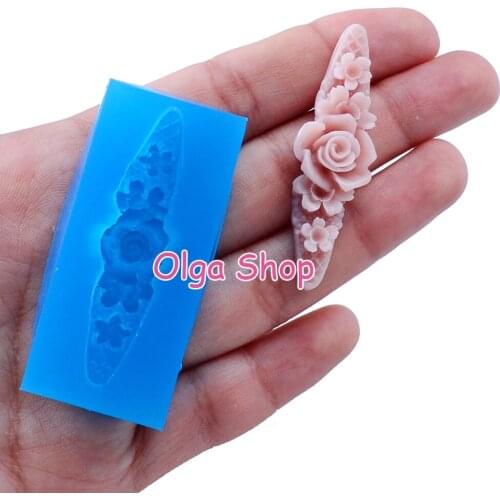 HYL151 49.4mm x 11.4mm Flower Silicone Mold Fondant Cake Decoration Candy Resin Clay Earrings Necklace Craft Soap Candle