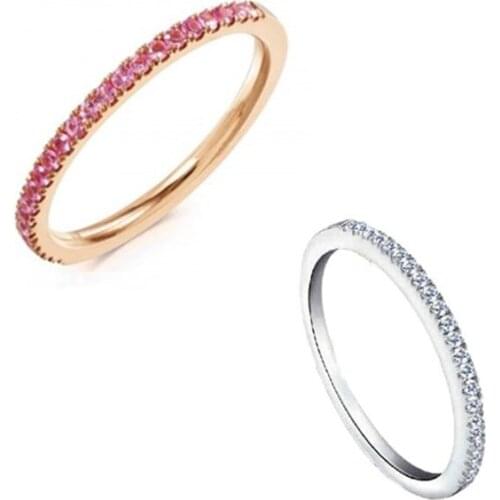 Natural pink zircon ring ring gold inlaid colored gems ring for sweet lovers anniversary two color can chosen