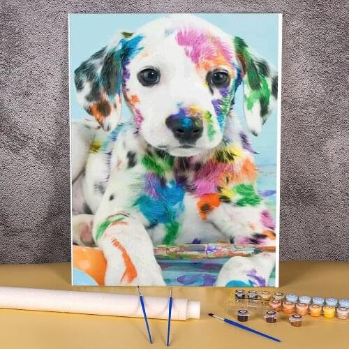 Animal Dog Terrier Painting By Numbers Kit Oil Paints 40*50 Canvas Pictures Wall Decoration For Handiwork