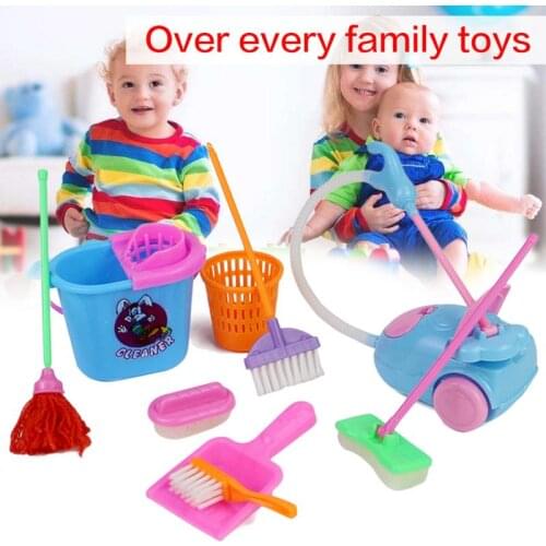 9PCS Set Play House Toys Realistic Cleaning Toys Kitchen Accessories Broom and Mop Toy Kitchen & Dining Kitchen & Home Toys