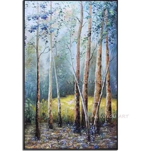 Whosale new Hand Painted Knife Abstract Tree Landscape Oil Painting on Canvas Wall Art Picture Living Room Wall Decor artwork