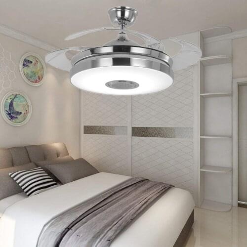 YEELED Light 42" Invisible Ceiling Fan with Remote 3-Color Light and 3 Speed Fandelier for Indoor Living Room Dining Bedroom