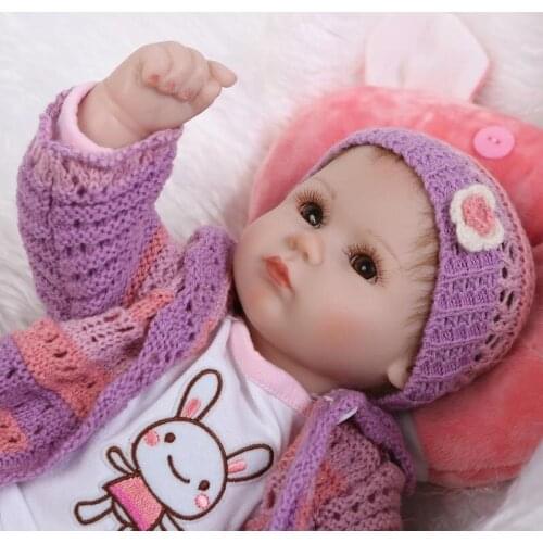 18" Bebe Gift Doll Reborn Silicone Reborn Babies with Cotton Body Dressed In Nice Sweater Lifelike Newborn Babies Girls Toys