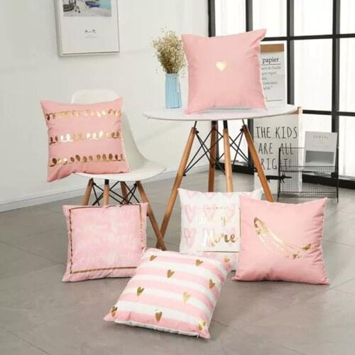 Pink Pillowcase 43x43cm Pillowcase Girl Room Home Decoration Cushion Cover Sofa Bed Zipper Opening