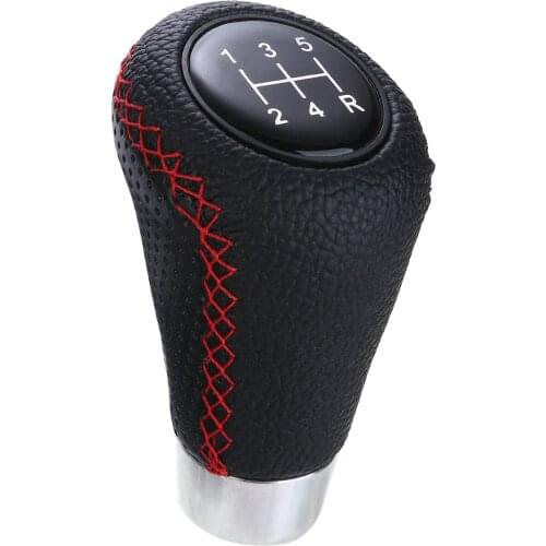 New Set 5 Speed Universal Leather Car Gear Stick Professional Manual Gearstick Shift Knob Head With Red Stitch