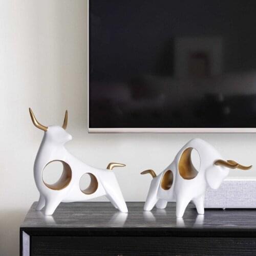 Cattle Statues Abstract Animal Figurines For Home Living Room TV Cabinet Wine Cabinet Nordic Decoration Home sculpture