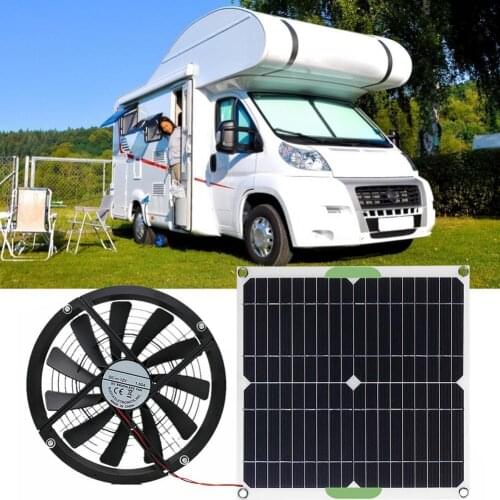 100W 12V Solar Panel Powered Fan 10 Inch Ventilator Solar Exhaust Fan For Pet Poultry House Greenhouse RV Roof Solar Exhaust Fan