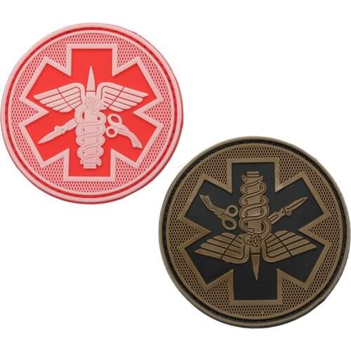 High Quality US Military Field Medical PVC Epoxy Armband Mud Color / Red (Luminous Models) Military Tactical Badge Patch