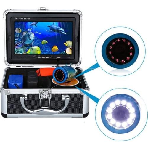 7" lcd 15m 30m 50m Cable 12PCS IR light fish finder camera underwater ice ocean video fishing camera