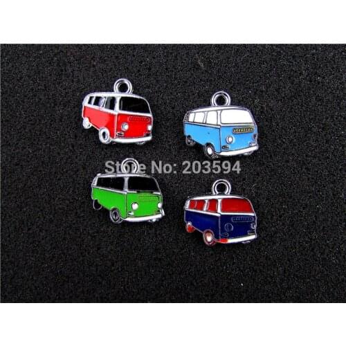 AE494 Mix Color 20Pcs Alloy Metal Enamel Car Charms Pendants 18x20mm