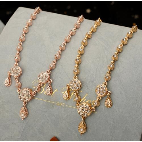 Arabic Bridal Head Chain Water Drop Gold Jewelry Wedding Hair Accessories Luxury Women Gold Headpiece Bridesmaid Jewelry