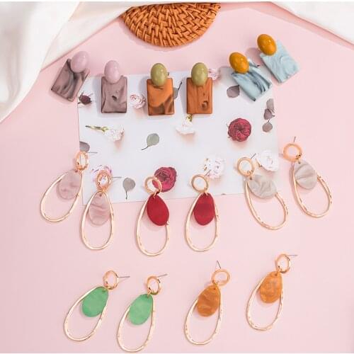 BLINLA Geometric Acrylic Fashion Statement Drop Earrings For Women Round Square Elegant Cute Marbled Dangle Earring Jewelry 2020
