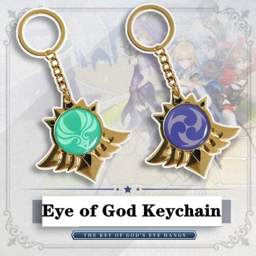 Free Shipping Anime Metal Jewelry Game Genshin Impact Cosplay Keychain 7 Element Weapons Eye of God Accessories Kids Toys Gifts
