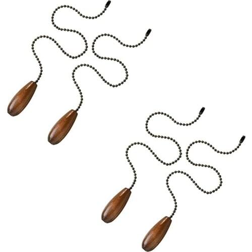 New 4 Pieces Ceiling Fan Chain Pulls Wooden Pull Chain Extension Pull Chain for Ceiling Light Lamp Fan Chain (Walnut Color)