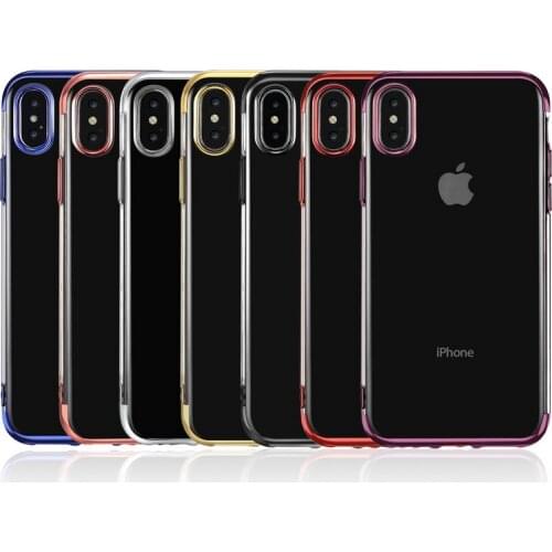 For iPhone 12 11 XS Max XS XR Case Slim Thin Clear Soft Flexible Chrome Bumper TPU Back Plate Cover For iphone 8 7 6 6S Plus
