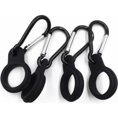 Black 200pcs Water Bottle Holder With Hang Buckle Carabiner Clip Key Ring Fit Bottle Shaped For Outdoor Silicone Carrier