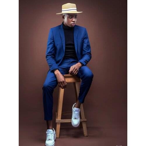 Business Royal Blue 2 Piece Wedding Tuexdos Formal Prom Suit Party Blazer (Jacket+Pants) Chic Streetwear Custom Made