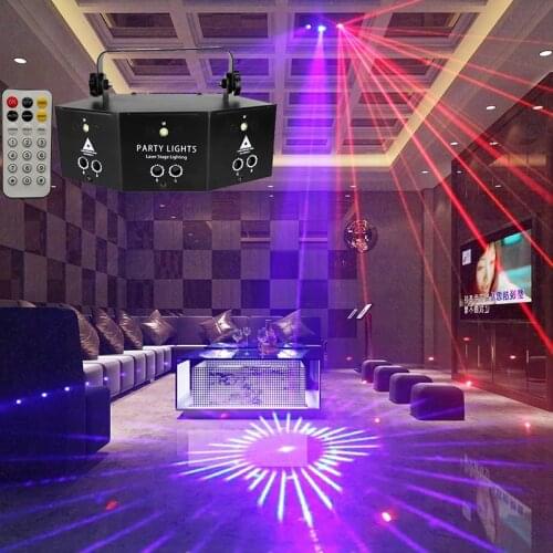 Dj Party Light Remote 9 Eyes Led Flash RGB Disco Line Scan Laser Stage Party KTV Night Club Wedding