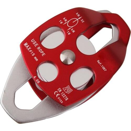 Double Ball Bearings Mobile Pulley Abseiling Rock Climbing Tree Carving Gear