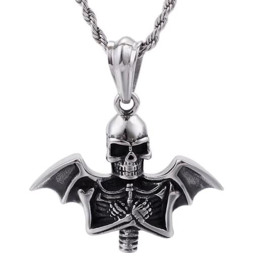 European and American retro punk bat stainless steel pendant mens skull