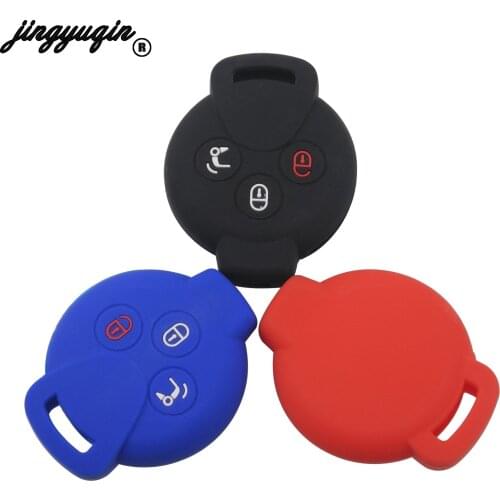 Jingyuqin 3 Buttons Silicone Car Key Case Remote Protect Cover Fob For Benz Smart City Roadster Holder Shell Skin