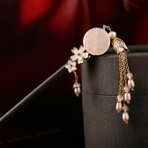 China vintage handmade wooden pink hairpin hair sticks lady hair accessories Headwear do-up tools for hair bun kimono COSPLAY