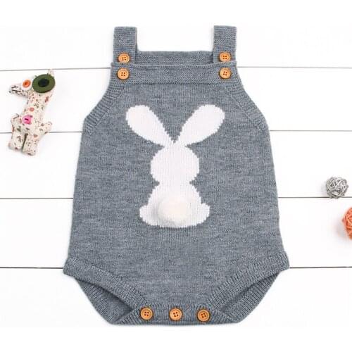 Fashion Baby Children Clothing Cute Rabbit Boy Girl Bunny Knitting Wool Bodysuit Jumpsuit Outfit 0-24M