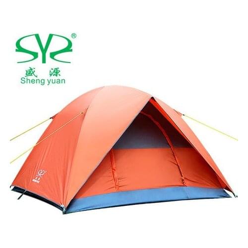 Buy one get six bunk camping tent outdoor people Special rain Shengyuan 3-4 double tent camping